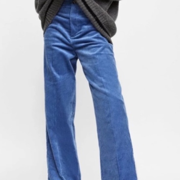 Zara High-Waist Wide-Leg Velveteen Corduroys - Picture 1 of 9